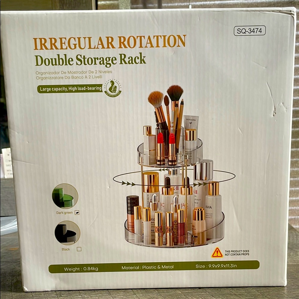 Irregular Rotation Double Storage Rack - Black